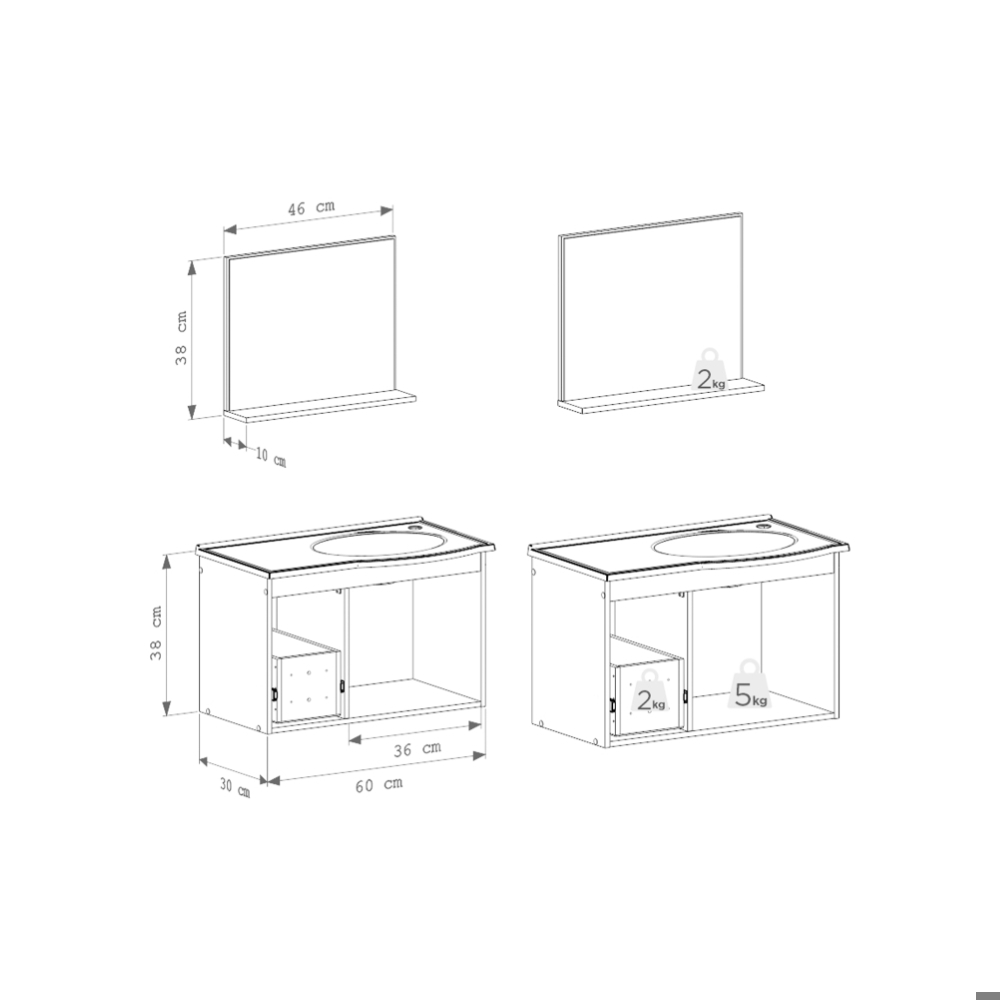 Mueble de baño gris en madera Cozimax Quartz - Miniatura 3