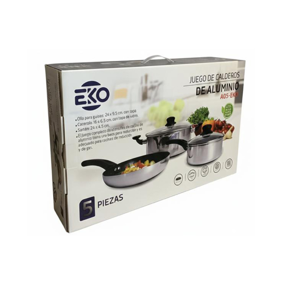 Juego de calderos de aluminio con base de inducción EKO A05 (5 U) - Miniatura 3