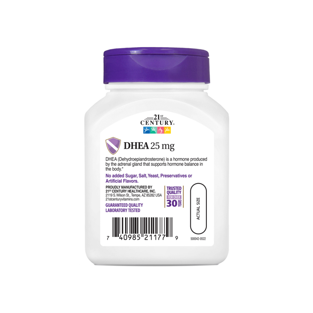 DHEA. Dehidroepiandrosterona 25 mg 21st Century (90 cápsulas) - Miniatura 2