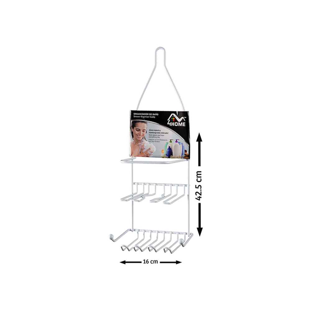 Organizador blanco metálico para ducha de baño 4Home - Miniatura 2