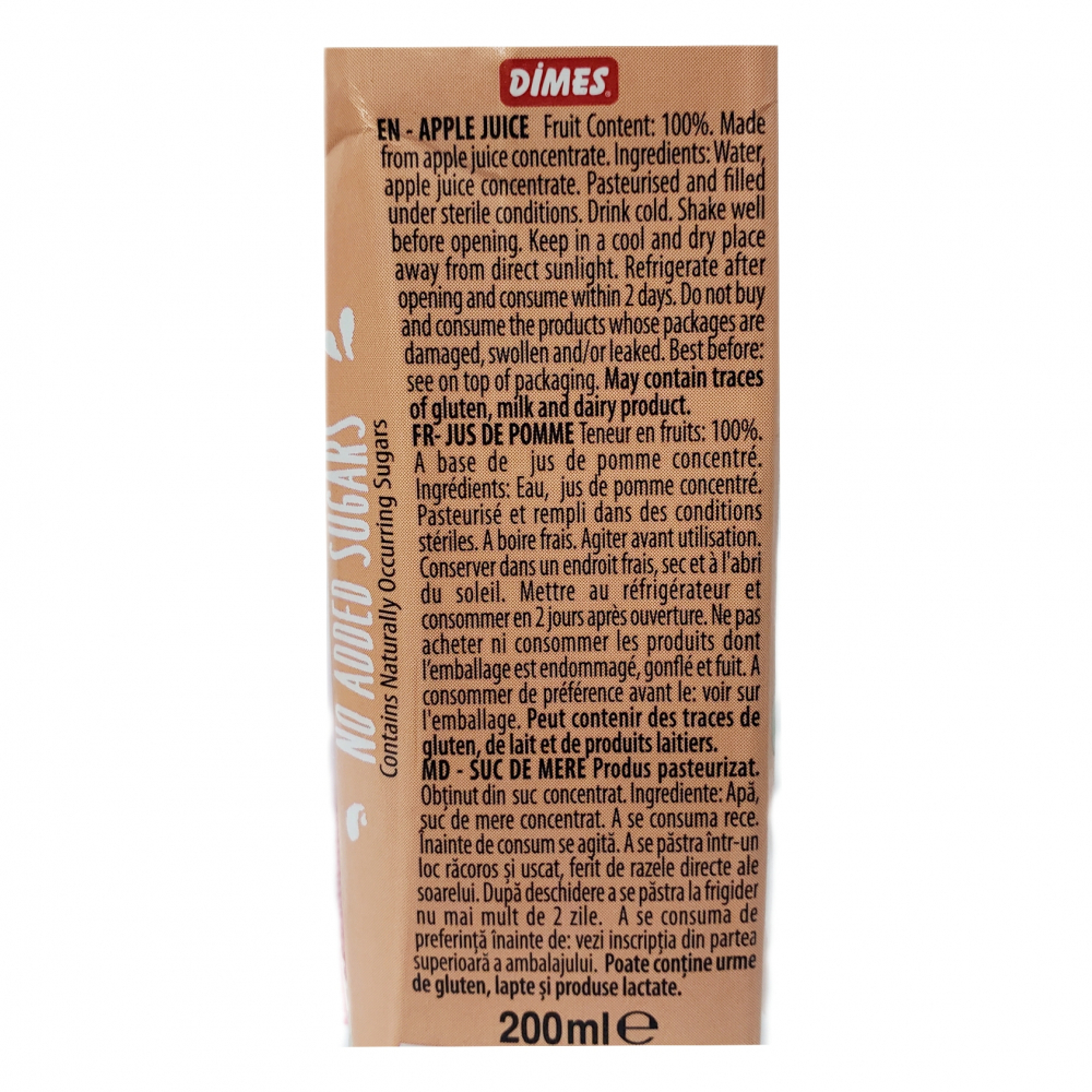 Jugo de manzana 100% Dimes (200 ml) - Miniatura 3