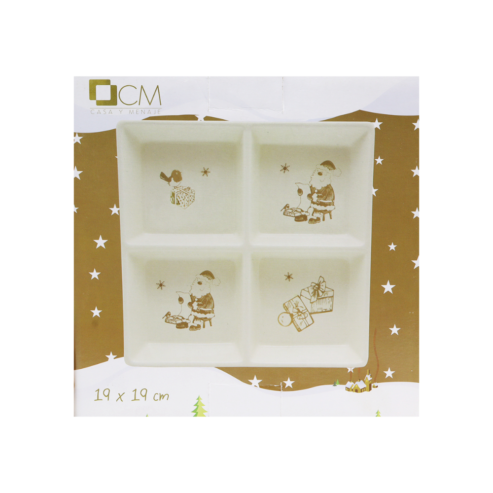 Entremesera de cerámica con decoración dorada para Navidad 19 cm Casa y Menaje - Miniatura 3