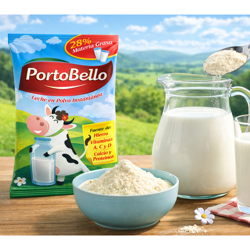 Leche en polvo instantánea con grasa vegetal y multivitaminas Portobello (4 x 400 g / 14.10 oz) - Miniatura 4