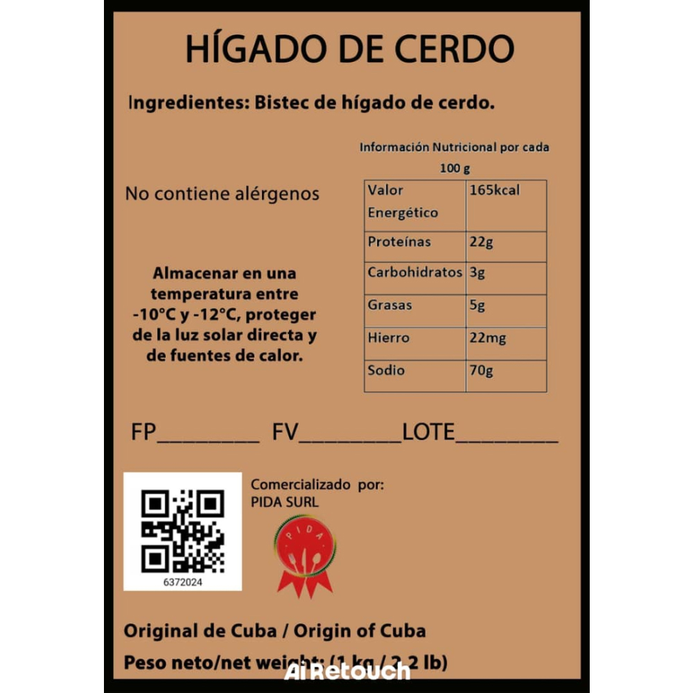 Bistec de hígado de cerdo Pida (1 kg / 2.20 lb) - Miniatura 3