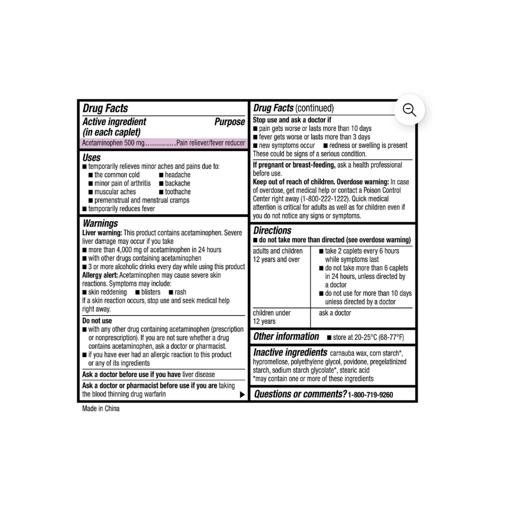 Acetaminofen 500 mg Equate (500 capsulas) - Miniatura 2