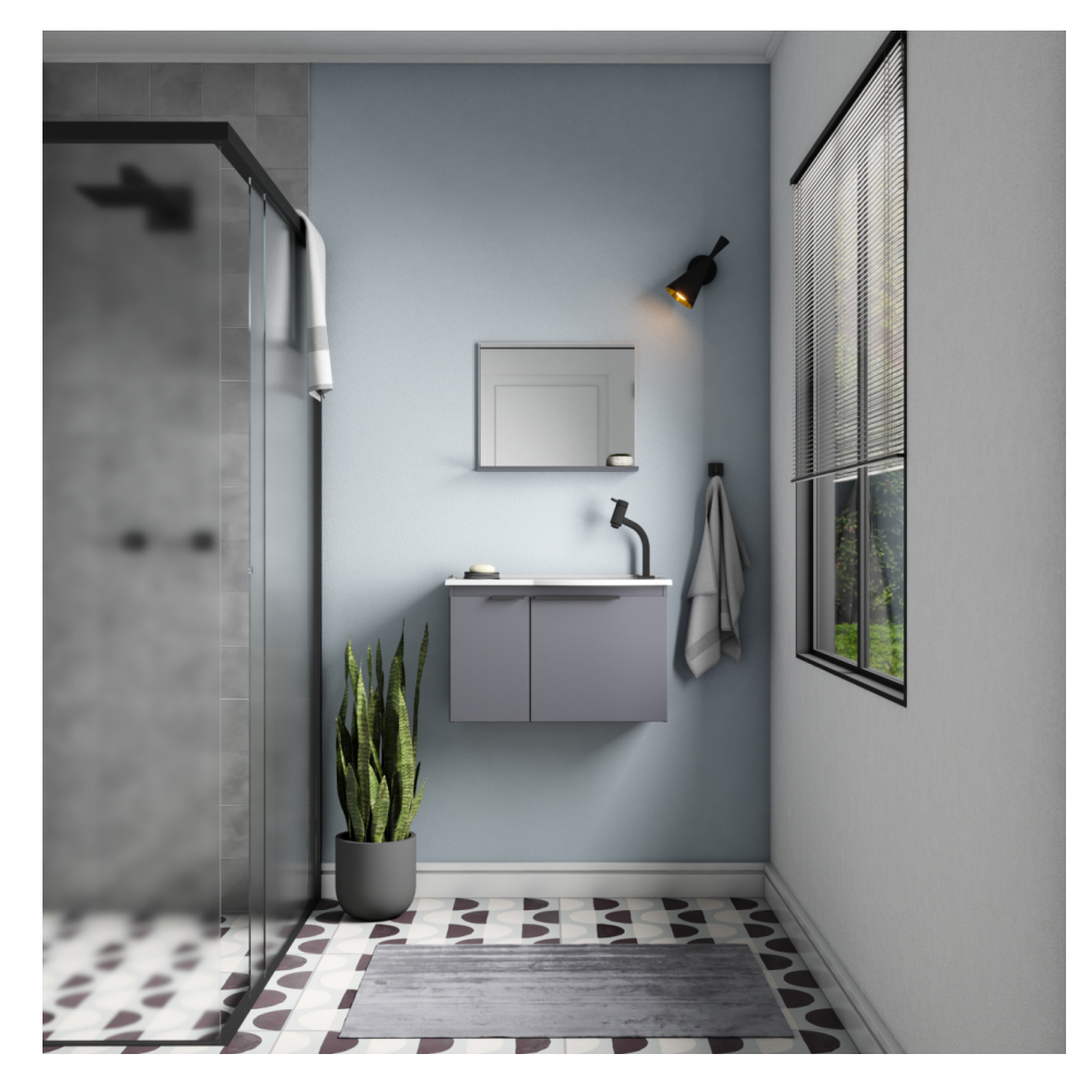 Mueble de baño gris en madera Cozimax Quartz - Miniatura 2