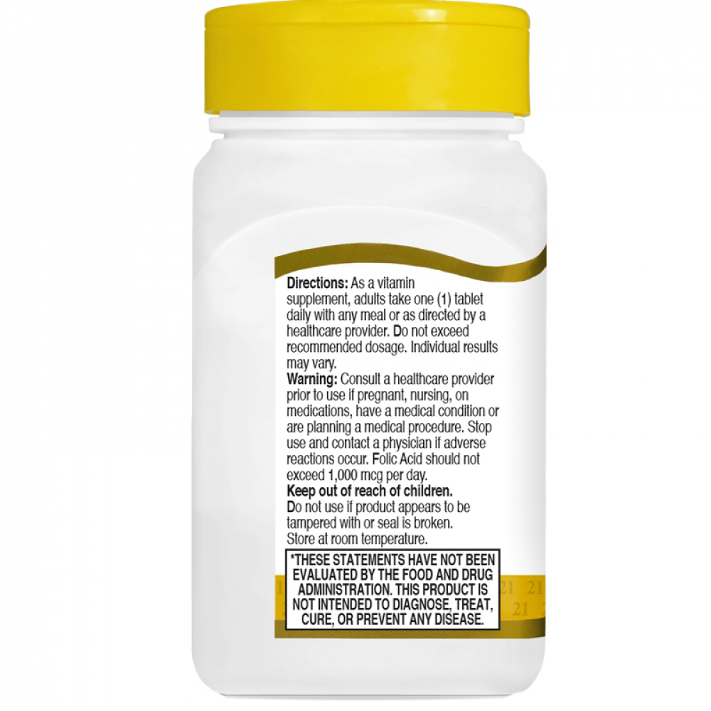 Ácido fólico 800 mcg 21st Century (180 tabletas) - Miniatura 3