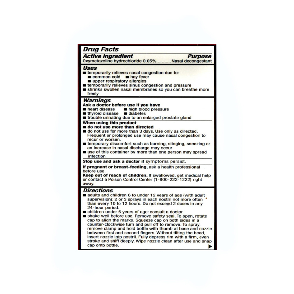 Alivio nasal de clorhidrato de oximetazolina 0.05% Family Care (15 ml / 0.5 fl. oz) - Miniatura 2