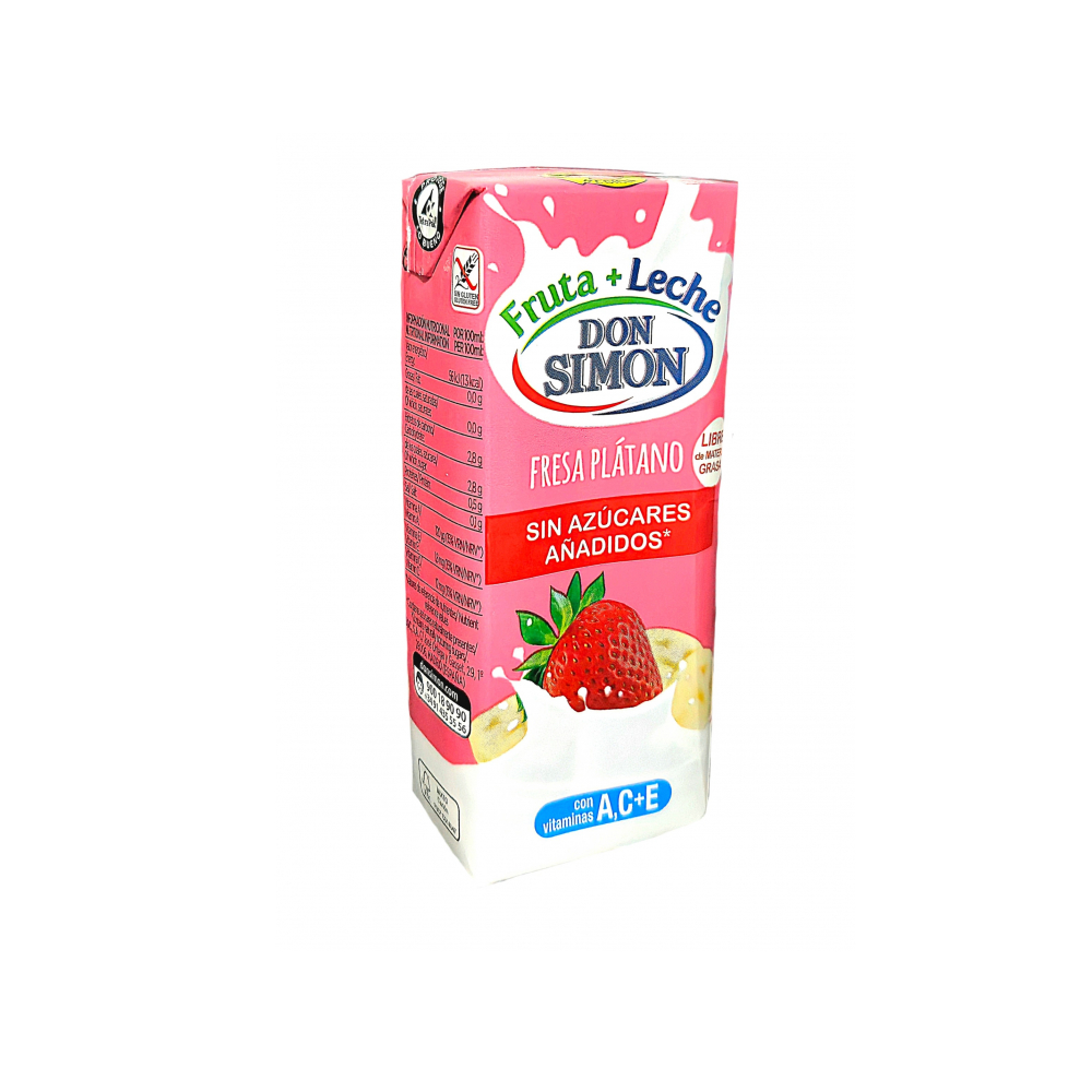 Bebida refrescante de zumo de fruta + leche sabor fresa y plátano Don Simon (24 x 200 ml) - Miniatura 2