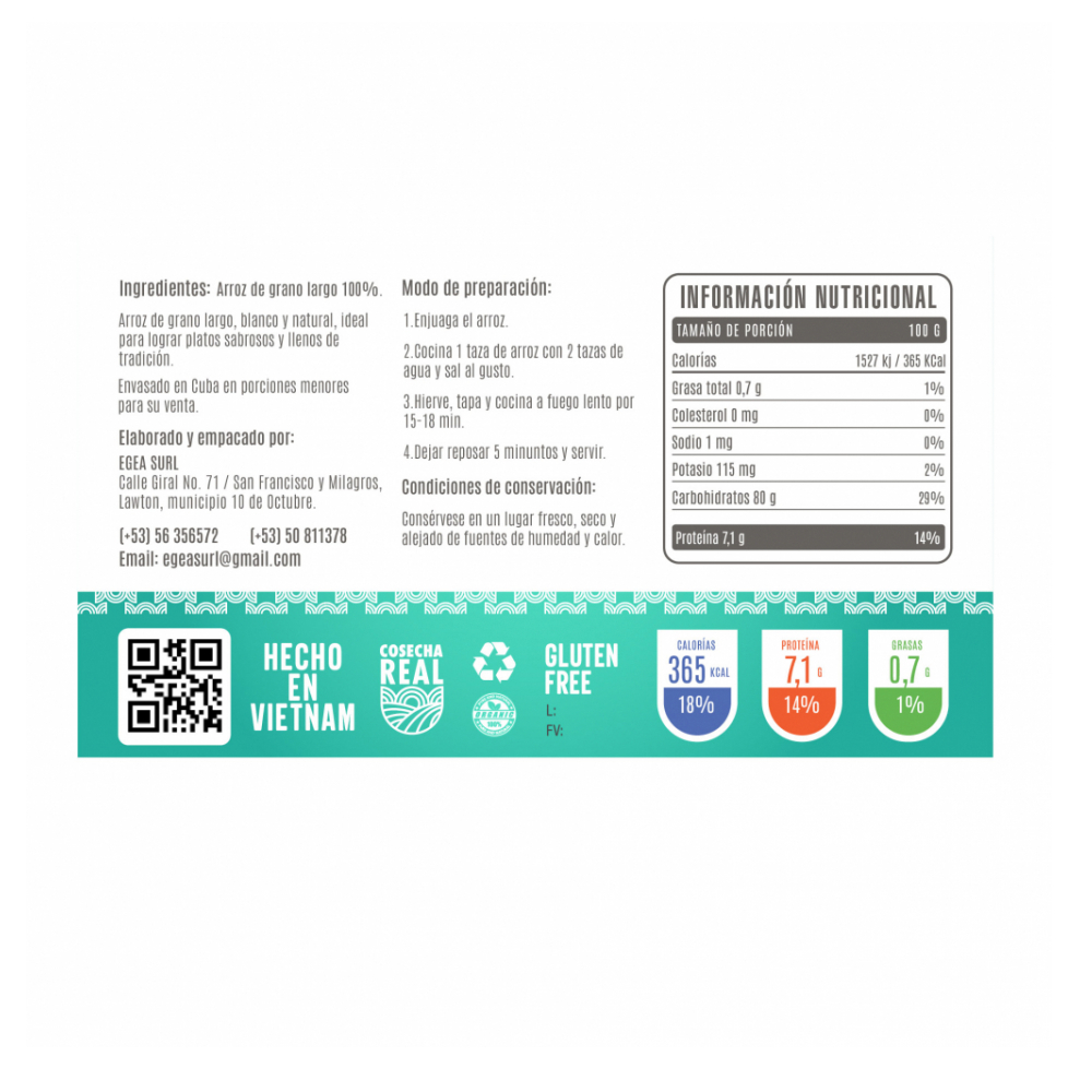 Arroz de grano largo Cosecha Real (2 x 500 g / 1.1 lb) - Miniatura 2