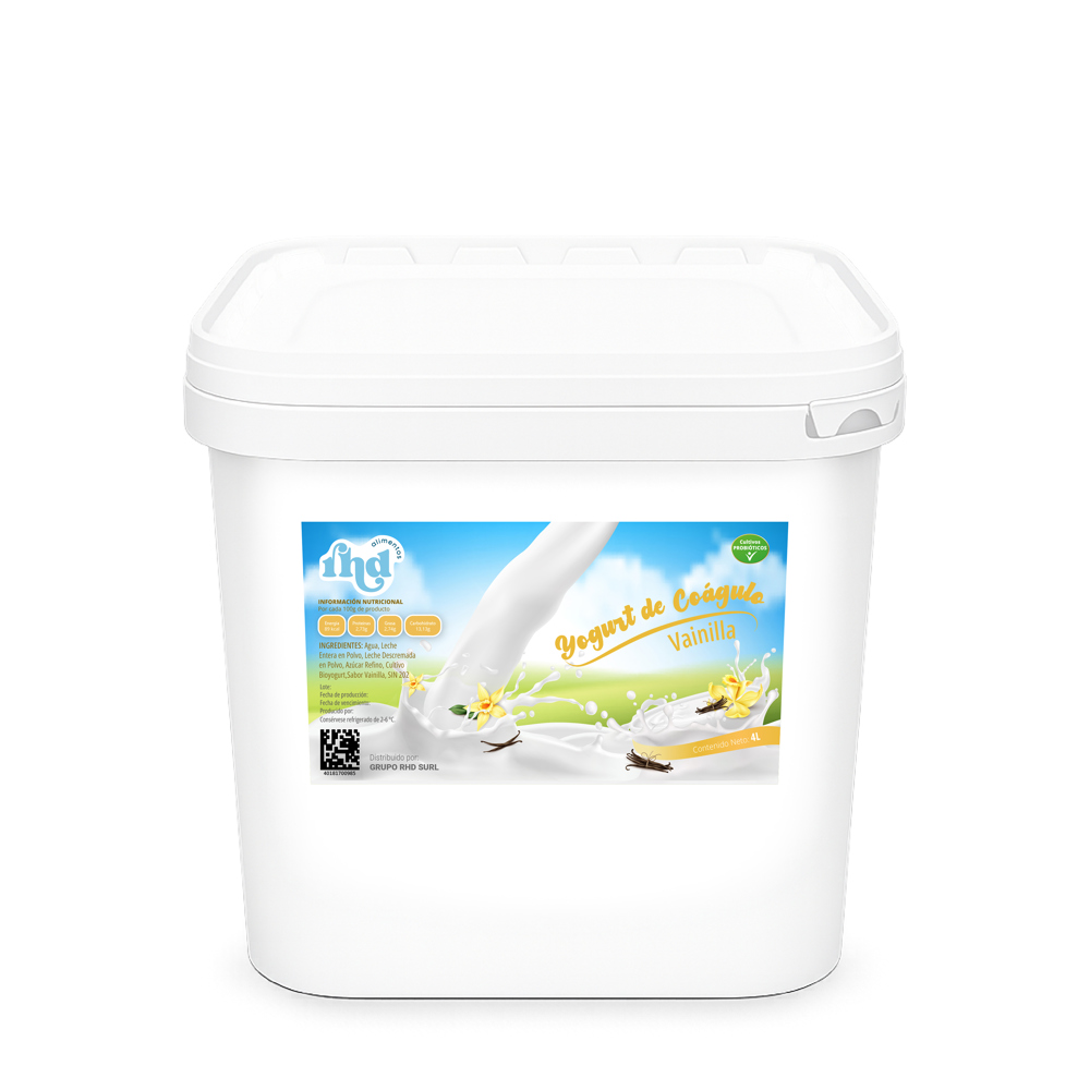 Yogurt probiótico de coágulo sabor vainilla RHD (4 L) - Imagen 1