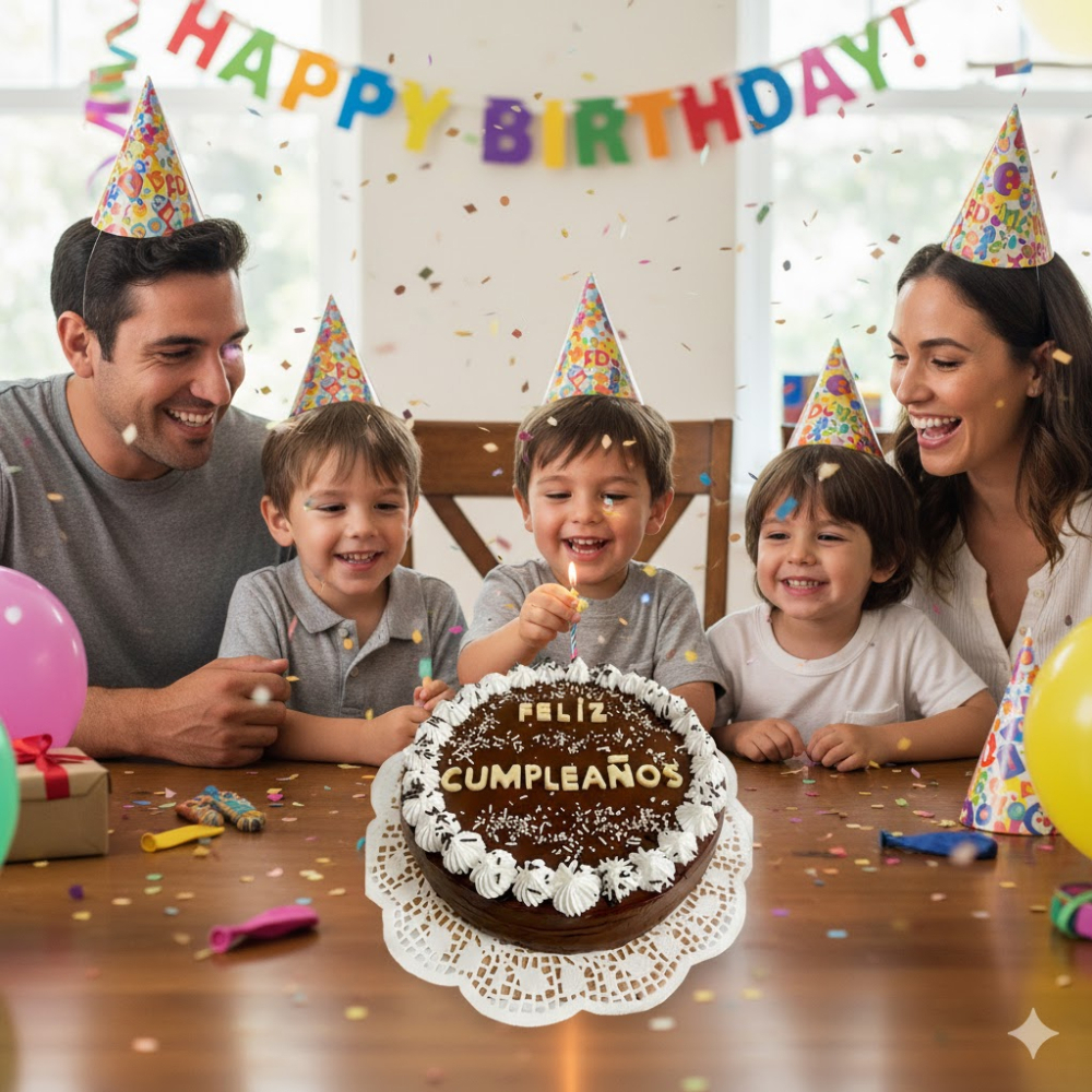 Tarta de chocolate Temática Feliz cumpleaños No.1 MCH Panadería (10 comensales) - Miniatura 4