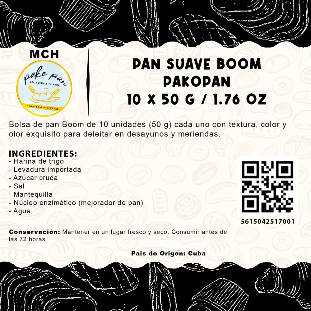 Pan suave Boom PakoPan MCH Panadería (10 x 50 g / 1.76 oz) - Miniatura 2