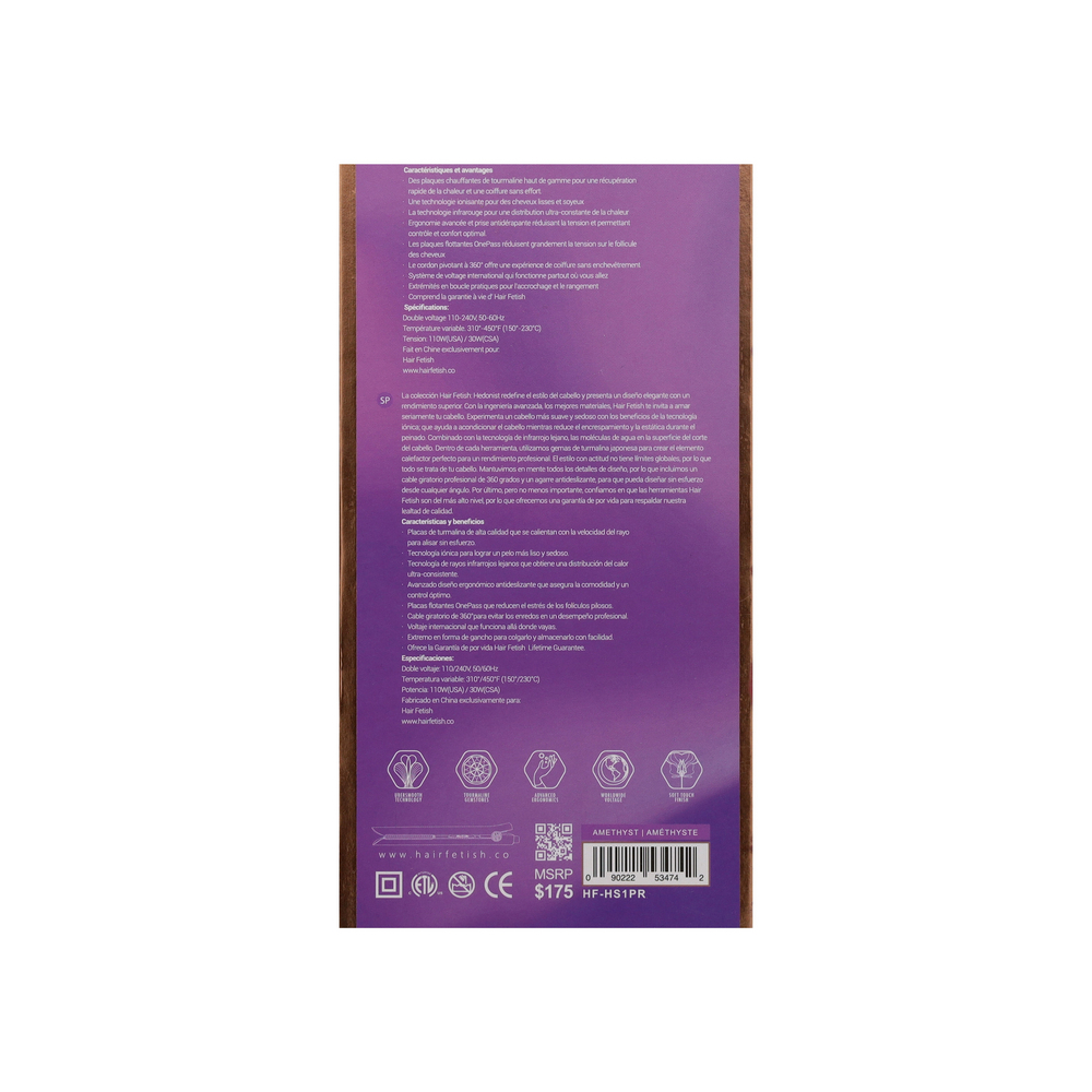 Plancha alisadora de 1.25 pulgadas con placa de turmalina japonesa Hedonist HF-HS1PR - Miniatura 3