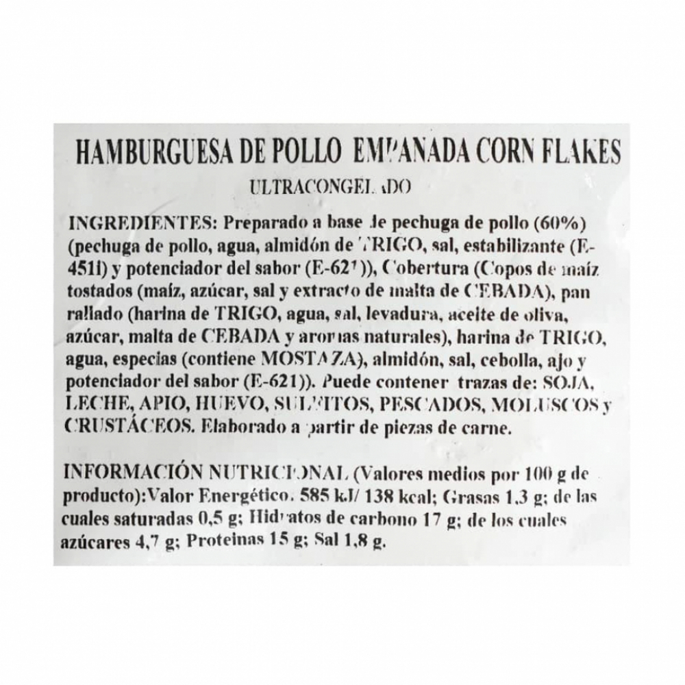 Hamburguesa de pollo con hojuelas de maíz YEYA (1 kg / 2.2 lb) - Miniatura 4