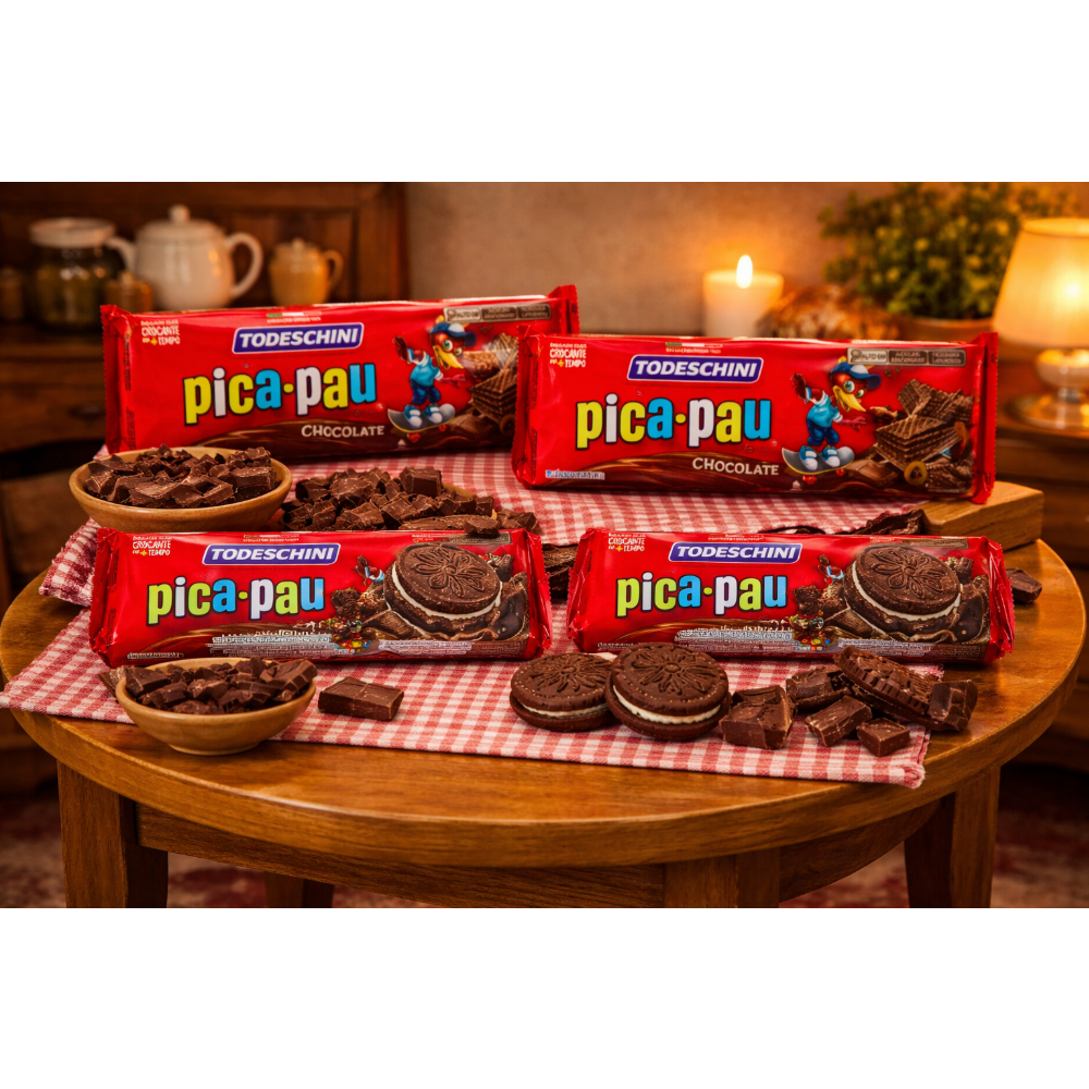 Combo de Sorbeto de chocolate pica pau Todeschini (115 g / 4.06 oz) + Galletas de chocolate con relleno sabor a chocolate pica pau Todeschini (115 g / 4.06 oz) - Miniatura 4