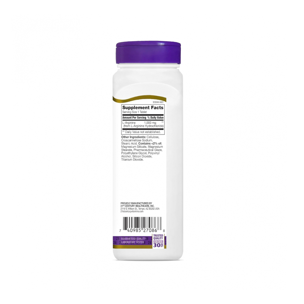 Suplemento dietético con L-Arginina 1000 mg 21st Century (100 tabletas) - Miniatura 2