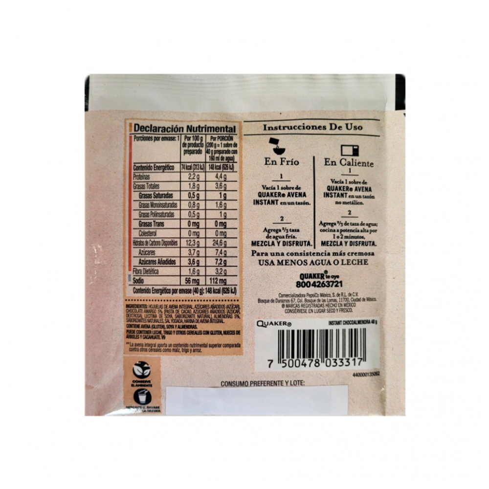 Combo de cereales de desayuno Quaker sabor manzana y canela (40 g / 1,41 oz) + chocoalmendra (40 g / 1,41 oz) - Miniatura 3