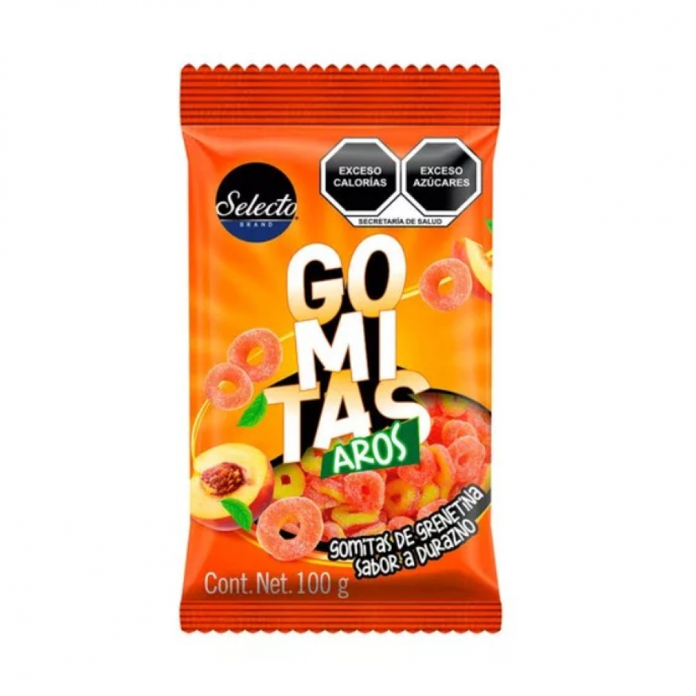 Gomitas de grenetina aros sabor a durazno Selecto (100 g / 3.5 oz) - Miniatura 4