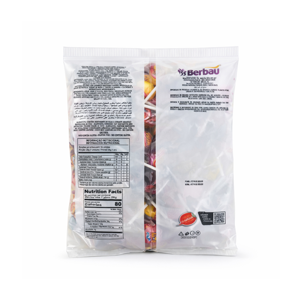 Chupa chupas Megalito sabor yogur surtido Berbau (900 g / 1.98 lb) - Miniatura 3