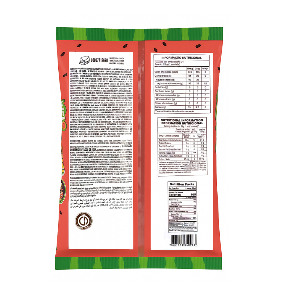 Chupa chupa sabor sandía con relleno de chicle Pop Mania Maxxi (672 g / 1.48 lb) - Miniatura 2