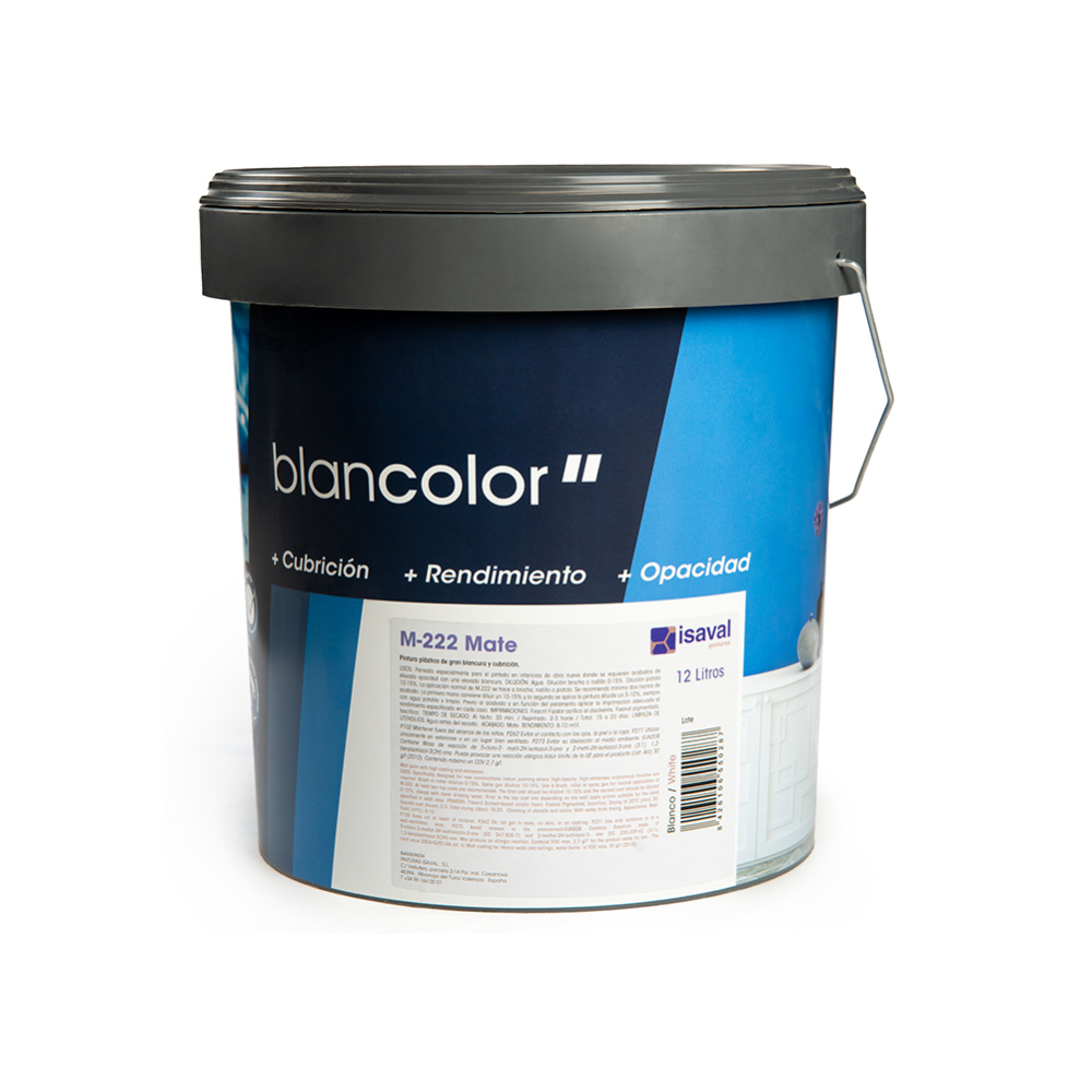 Pintura plástica interior color blanco M - 222 Isaval - Blancolor (12 L) - Miniatura 3