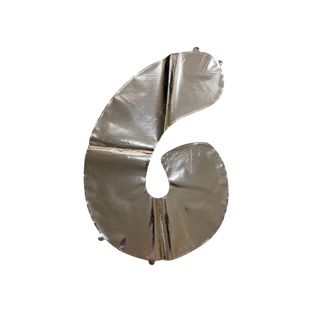 Globo plateado número 6 Balloon (32 pulgadas) - Miniatura 3