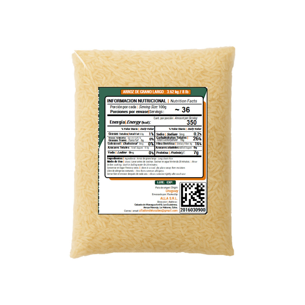Arroz de grano largo ALLÁ (3.62 kg / 8 lb) - Miniatura 2