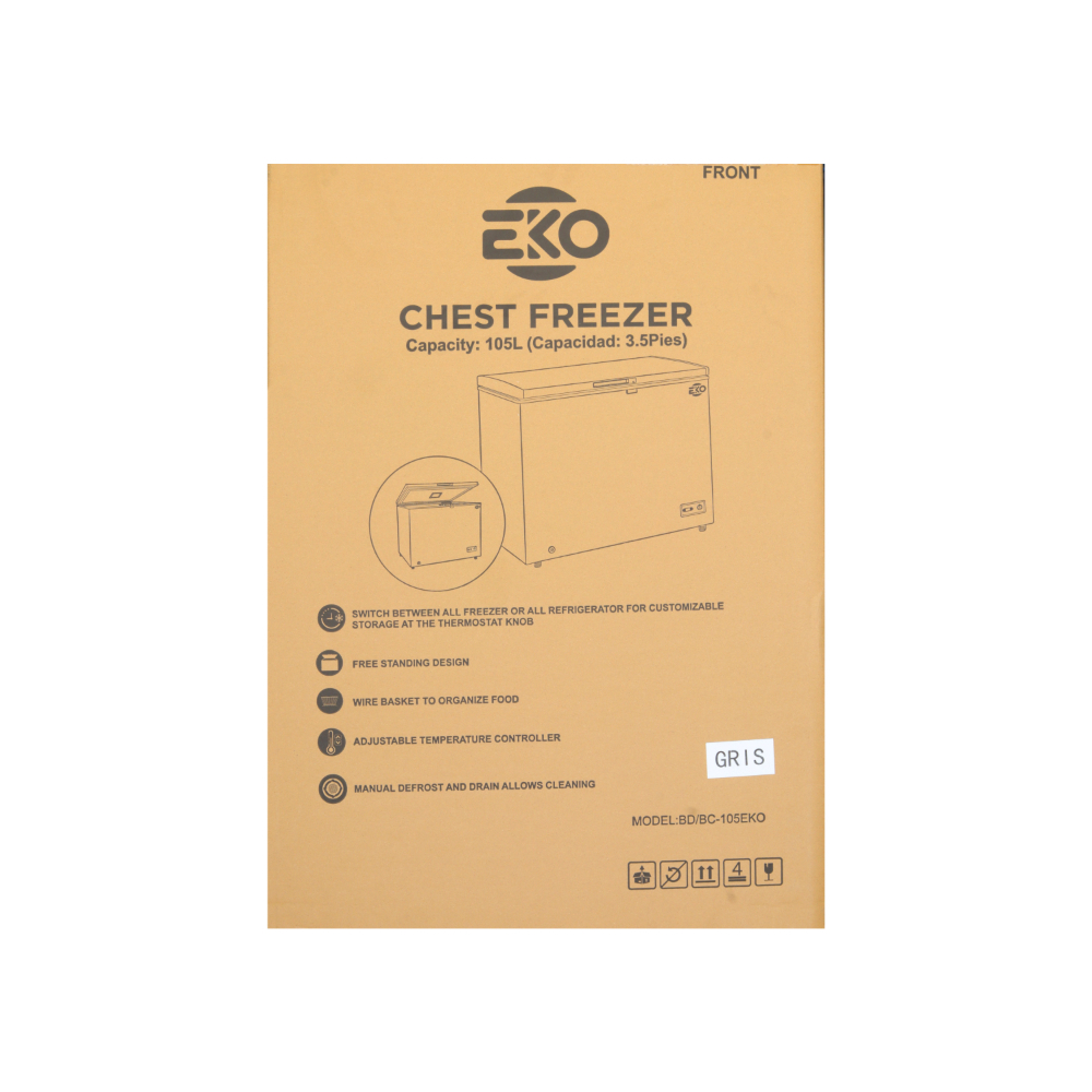 Congelador horizontal 3.5 pies cúbicos color gris EKO BD/BC-105EKO - Miniatura 3