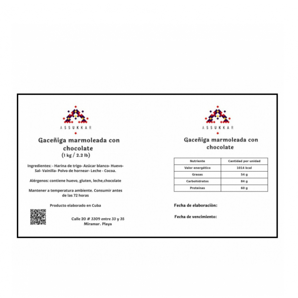 Gaceñiga marmolada con chocolate Assukkar (1 kg / 2.2 lb) - Miniatura 4