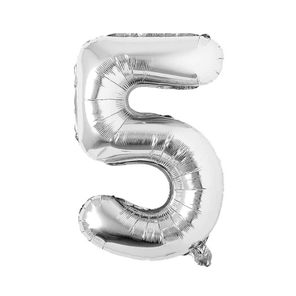Globo plateado Número 5 Balloon (32 pulgadas) - Miniatura 2