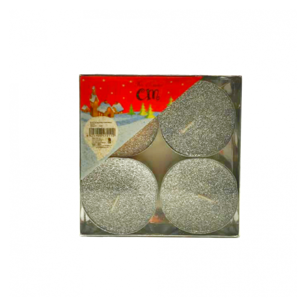 Velas de navidad color plata con purpurina, Casa y Menaje (4 U) - Miniatura 2