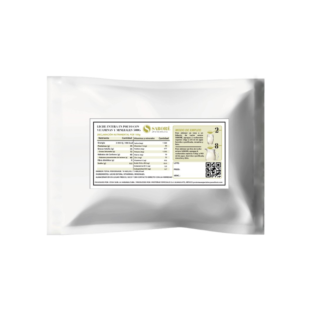 Leche entera en polvo Saboré (500 g / 1.10 lb) - Miniatura 2