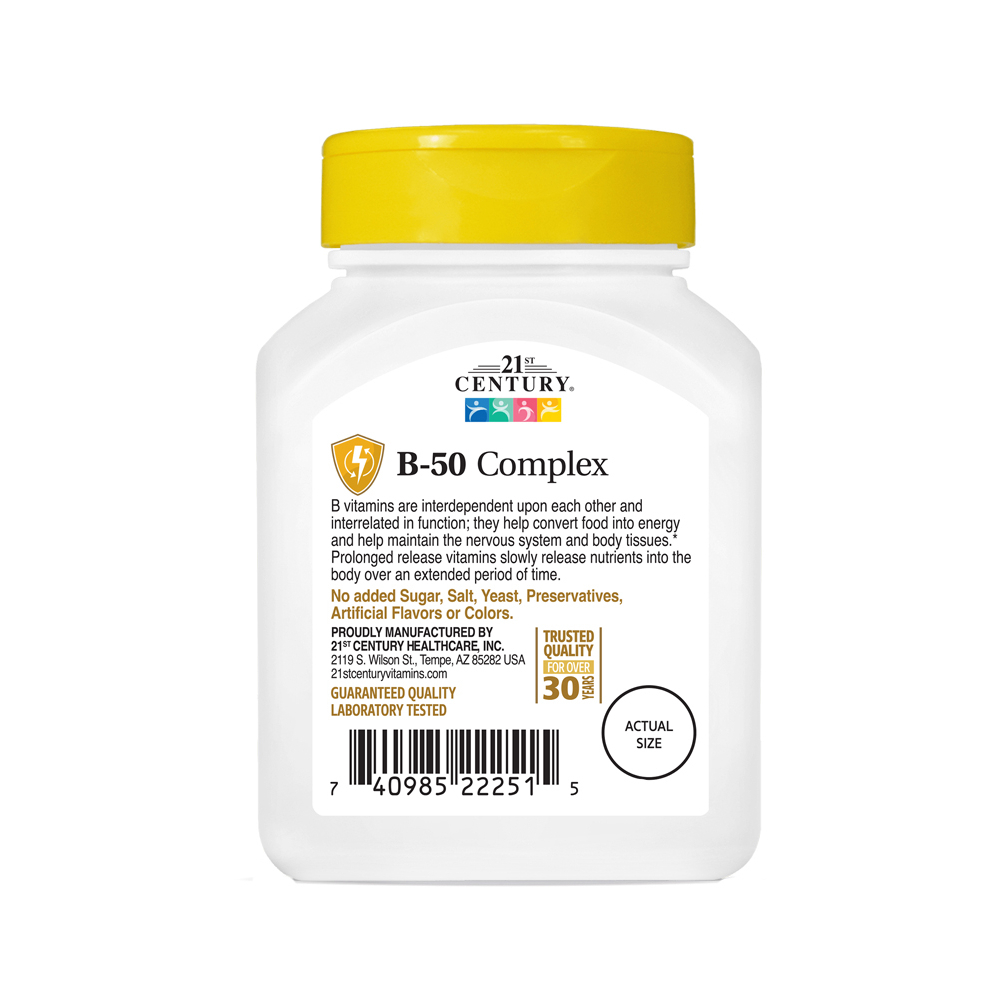 Complejo B-50 de liberación prolongada 21st Century (60 tabletas) - Miniatura 3