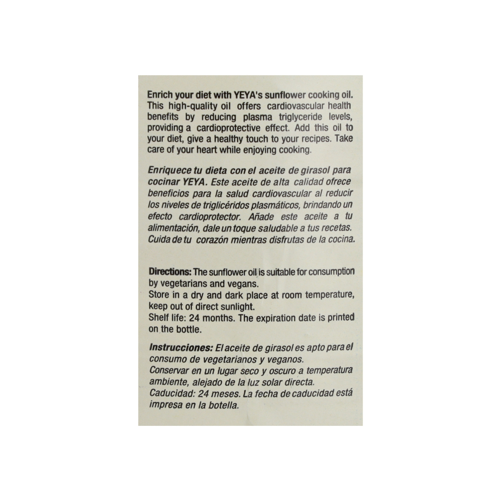 Aceite de girasol refinado YEYA (3 L) - Miniatura 4