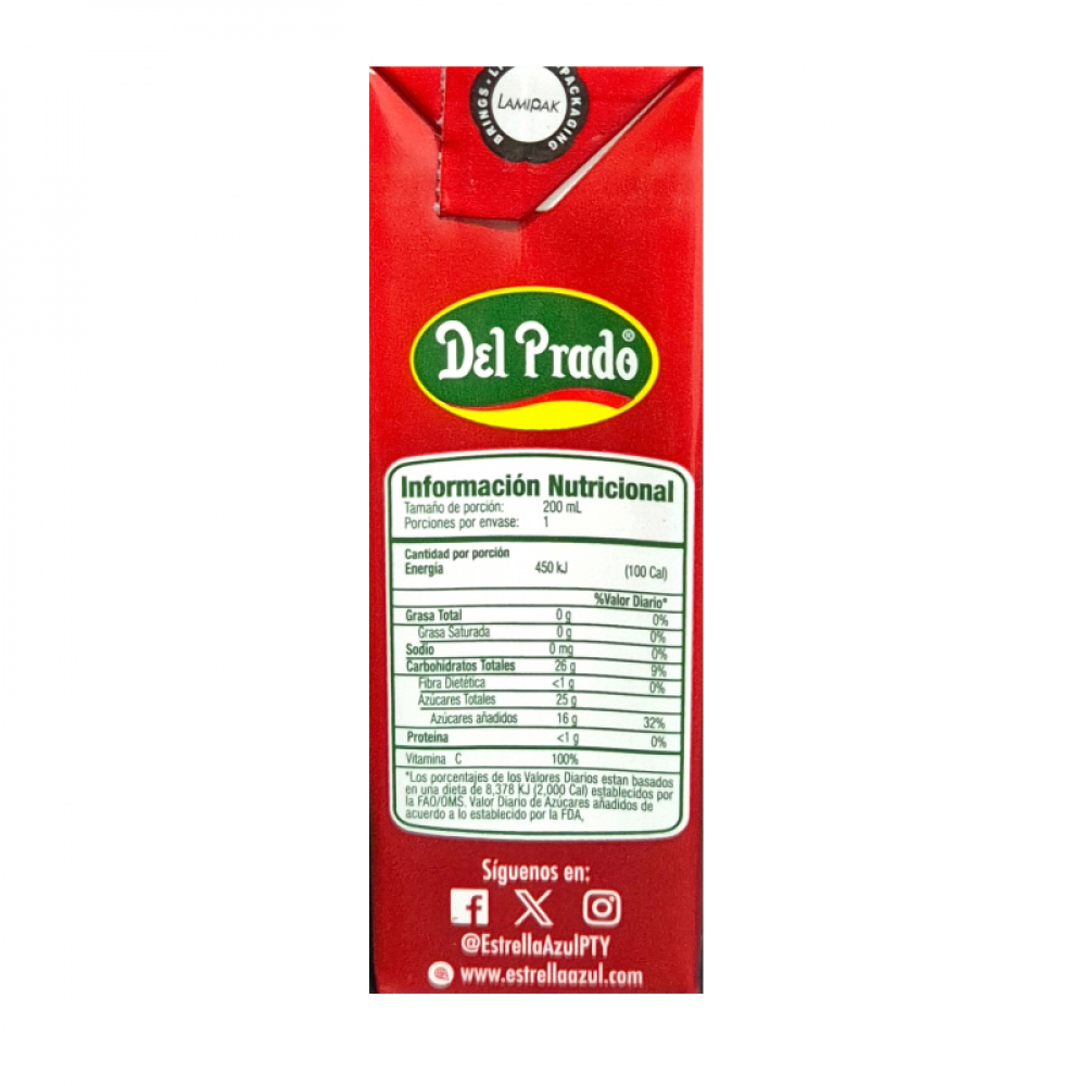 Néctar de ponche de frutas Del Prado (24 x 200 ml) - Miniatura 3
