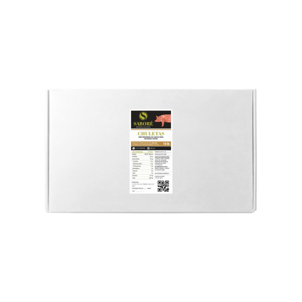Chuleta de cerdo con huesos y sin piel Saboré (4.54 kg / 10 lb) - Miniatura 2
