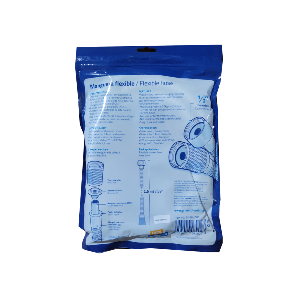 Manguera flexible para ducha 1.5 m Griven - Miniatura 4