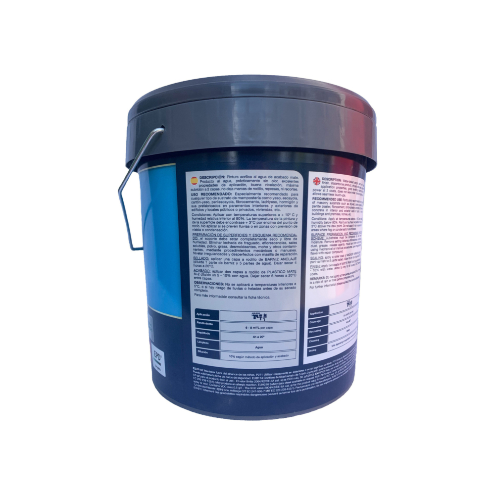 Pintura plástica acrílica profesional para interiores y exterior color blanco mate Macy (4 L) - Miniatura 2
