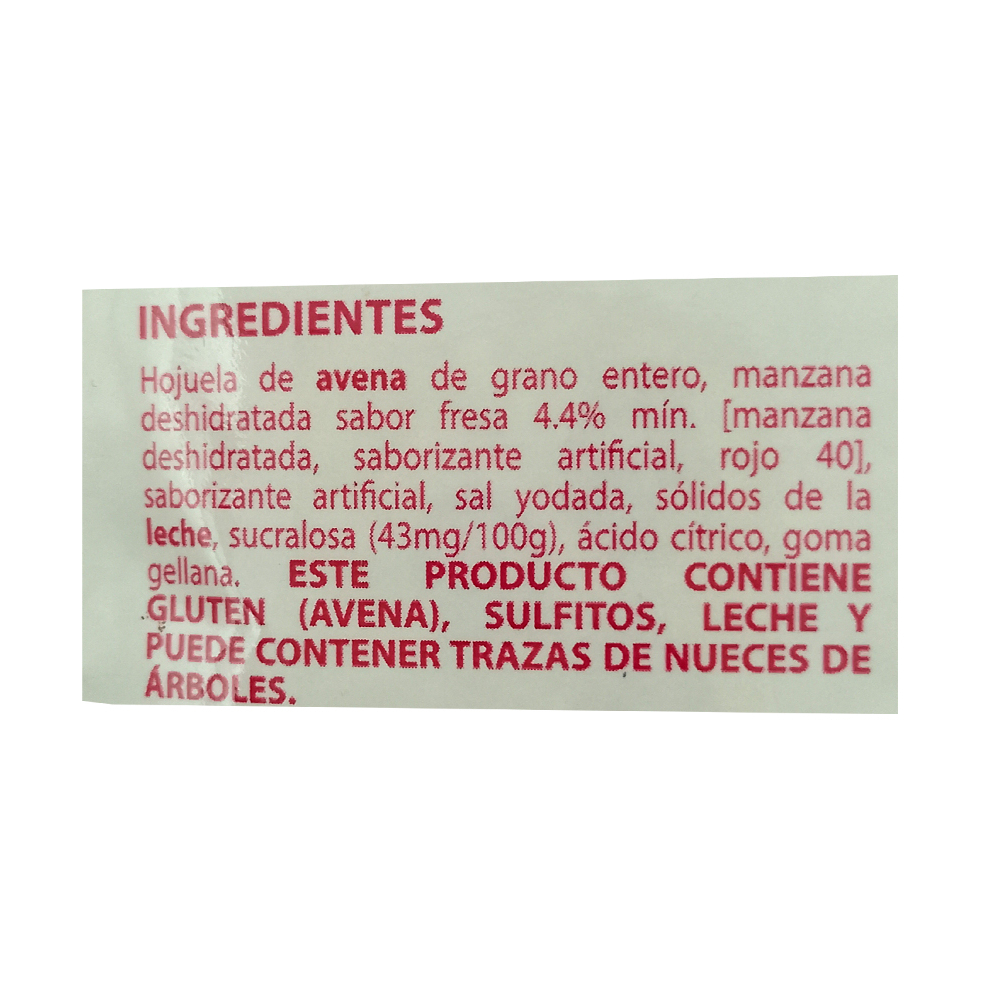 Avena integral instantánea sin azúcar sabor fresa con crema Granvita (35 g / 1.23 oz) - Miniatura 4