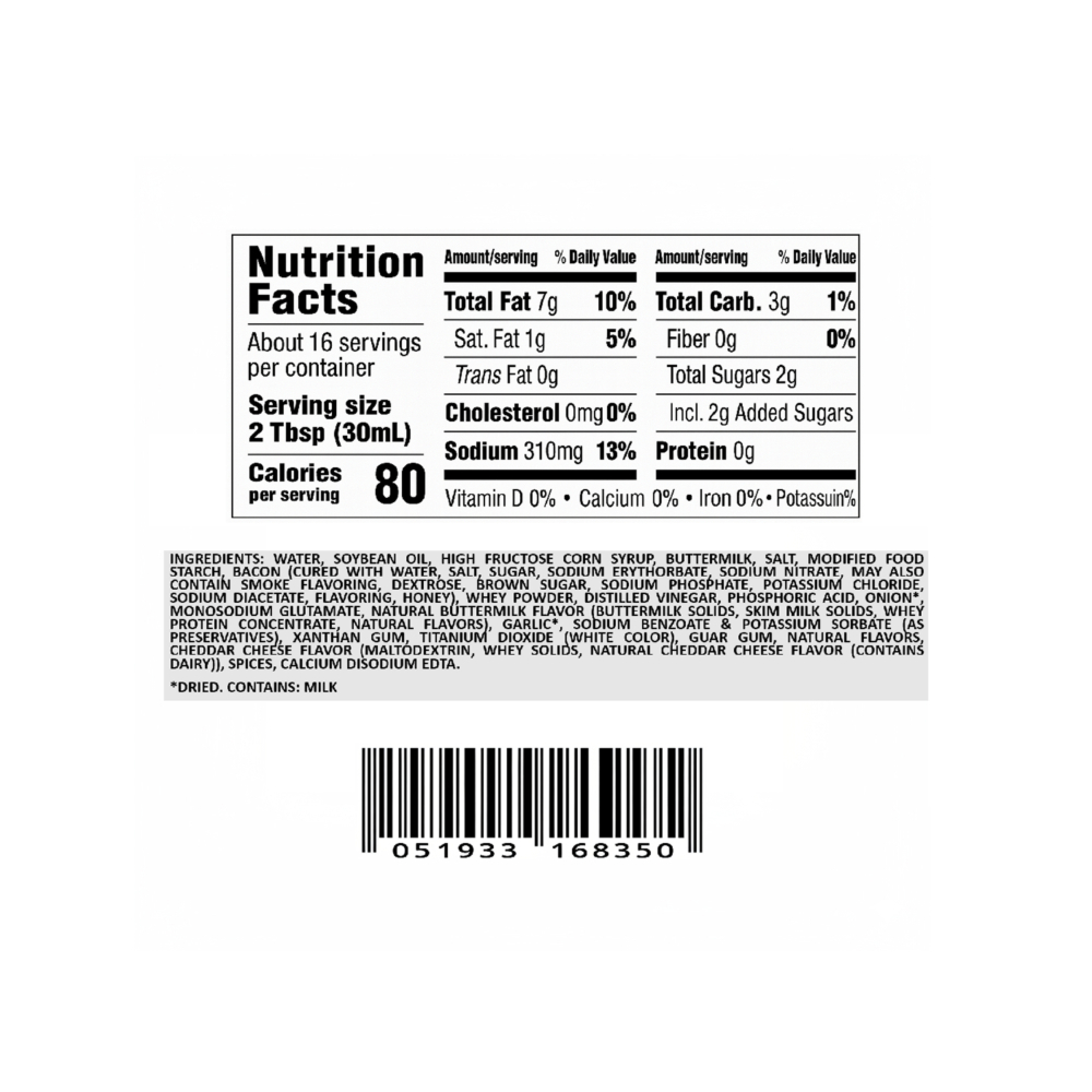 Aderezo ranch con tocino Kurtz (473 ml / 16 fl.oz) - Miniatura 3