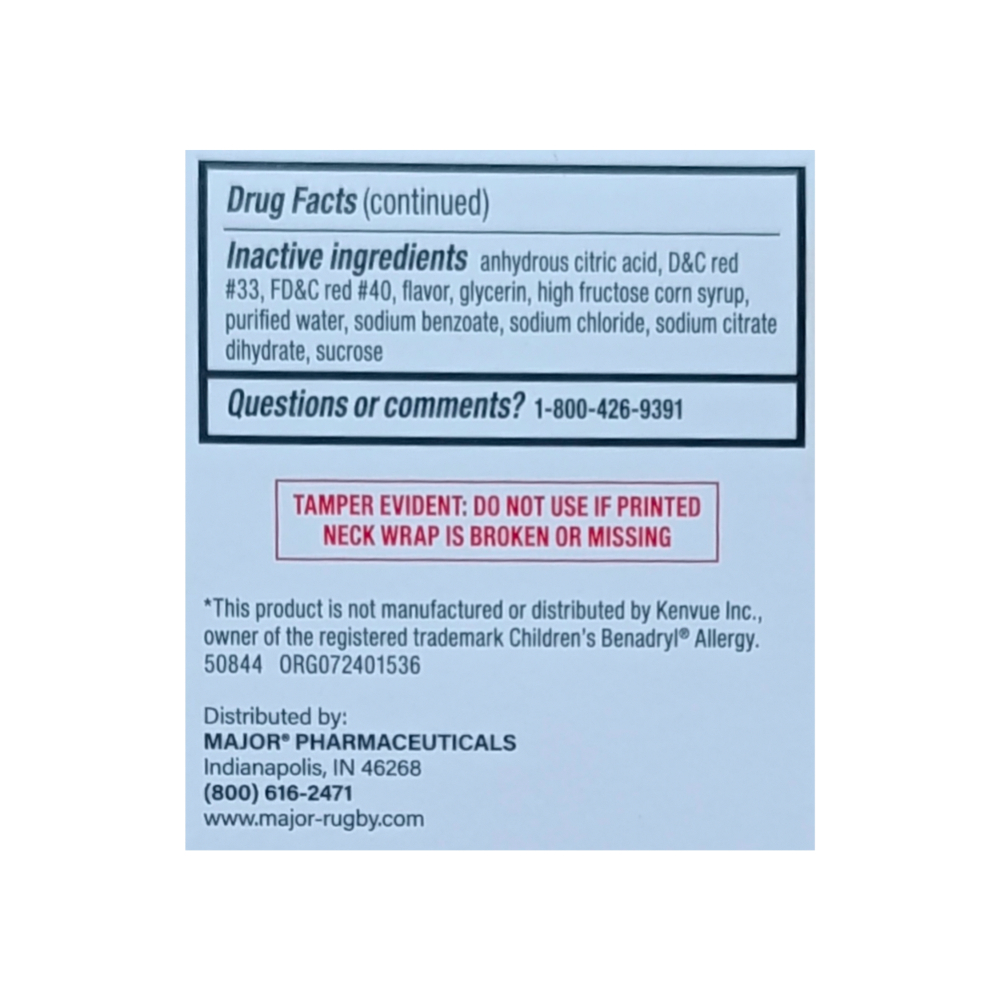 Solución oral de difenhidramina HCl para niños sabor cereza Major (118 ml / 4 fl oz) - Miniatura 3