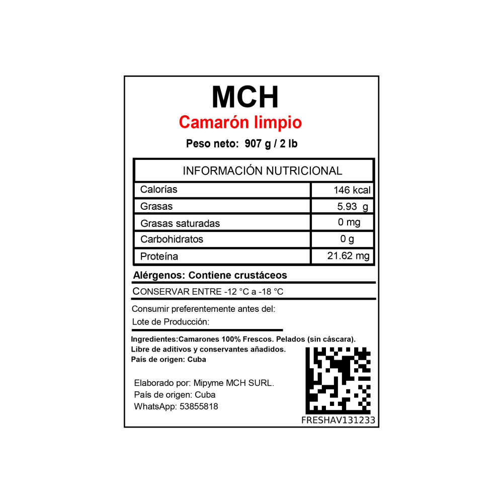 Camarón limpio MCH (907 g / 2 lb) - Miniatura 4