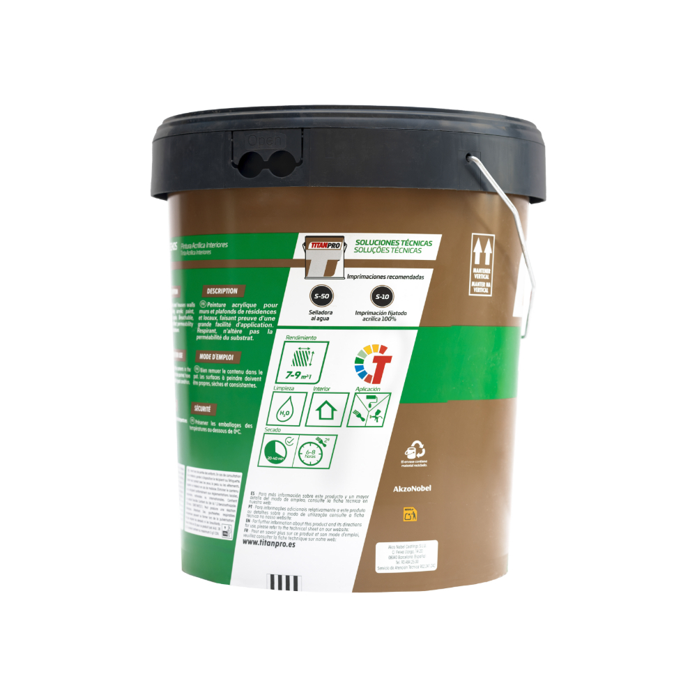 Pintura acrílica blanco mate para paredes y techos- interior Titan Pro-P-10 (15 L) - Miniatura 2