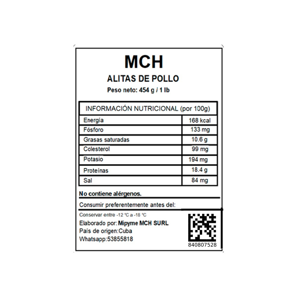 Alitas de pollo MCH (454 g / 1 lb) - Miniatura 2