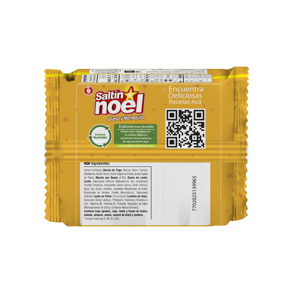 Galletas saladas queso y mantequilla taco día Saltín Noel (133 g / 4.96 oz) - Miniatura 2