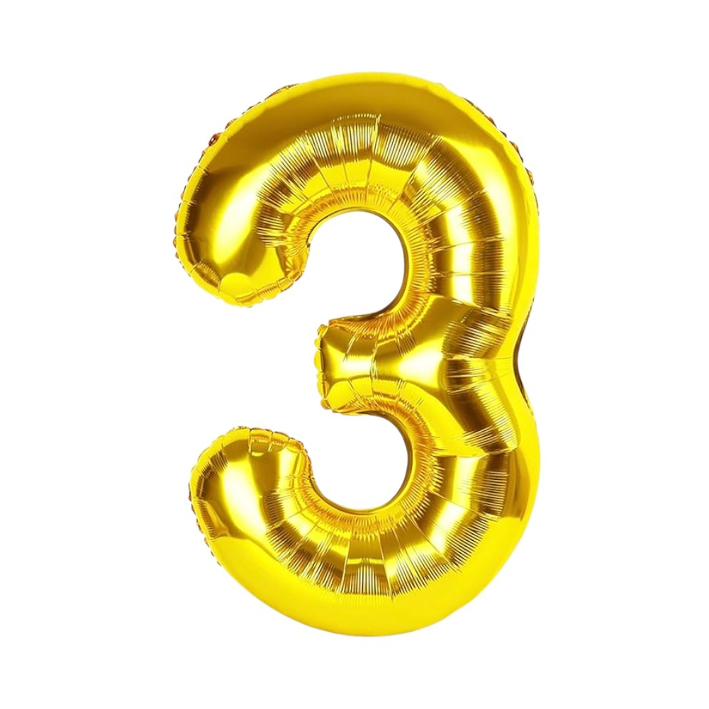 Globo dorado Número 3 Balloon (32 pulgadas) - Miniatura 2