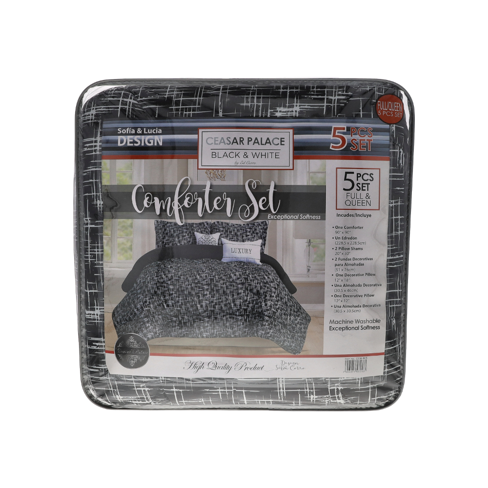 Set de edredón con diseño lineal abstracto Ceasar Palace (5 piezas) - Imagen 1