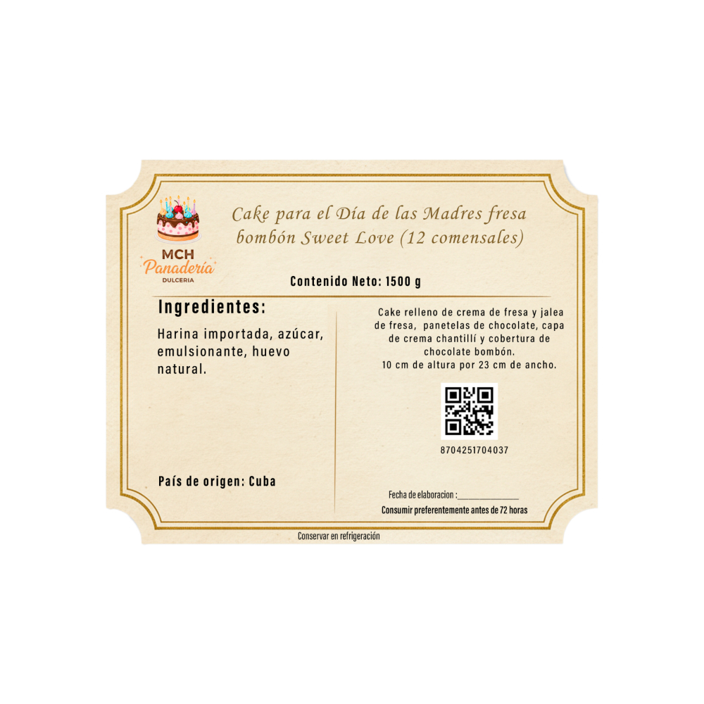 Cake para el Día de las Madres fresa bombón Sweet Love MCH Panaderia (12 comensales) - Miniatura 2