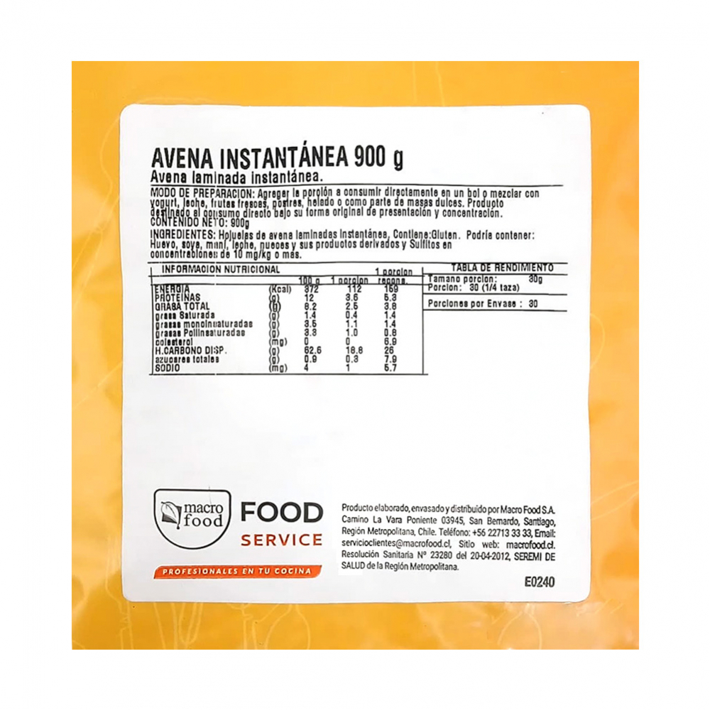 Avena instantánea Macro Food (900 g / 1.9 lb) - Miniatura 3